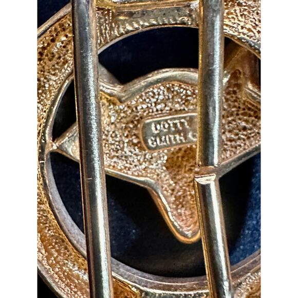 Vintage DOTTY SMITH BUCKLE & Leather Belt Fox Head & French Horn Fox Gold Tone main image 7